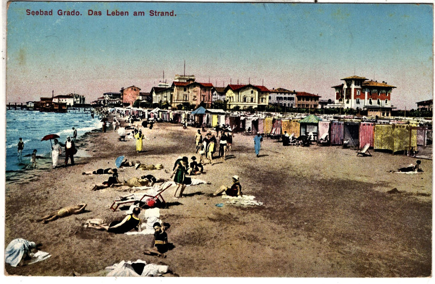Cartolina antica Grado Seebad das leben am strand Croazia
