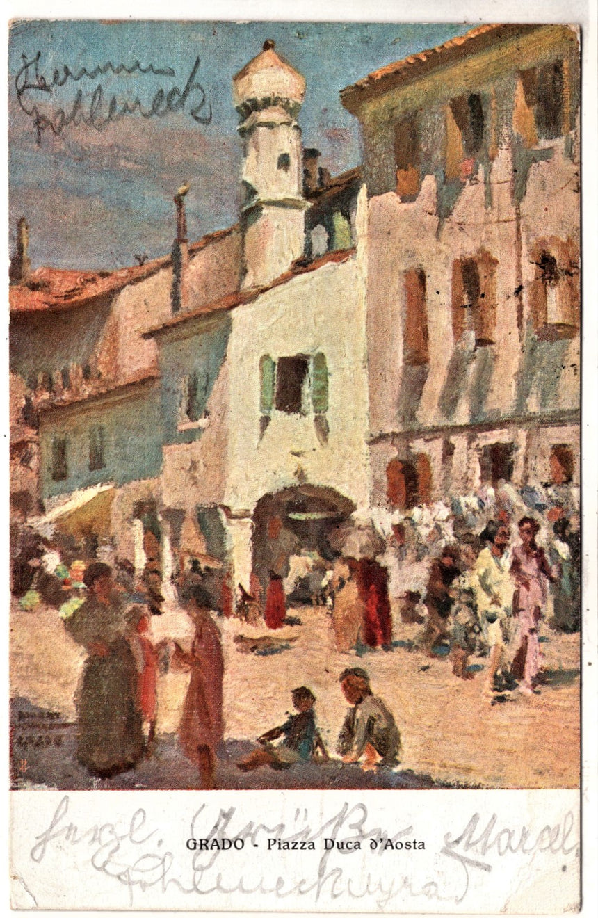 Cartolina antica Grado piazza Duca d Aosta Croazia