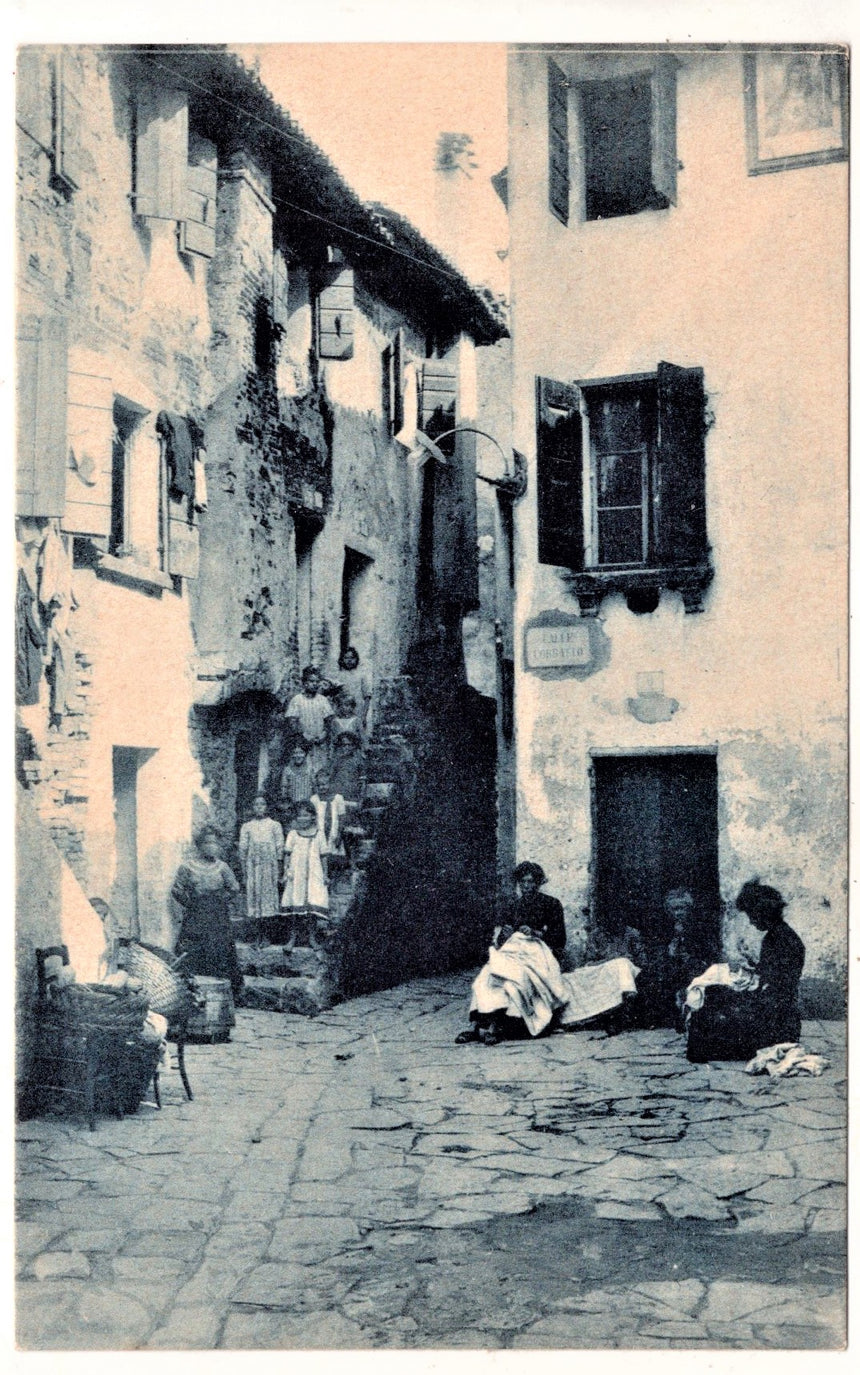 Cartolina antica Grado Bagni di Grado calle Corbatto Croazia