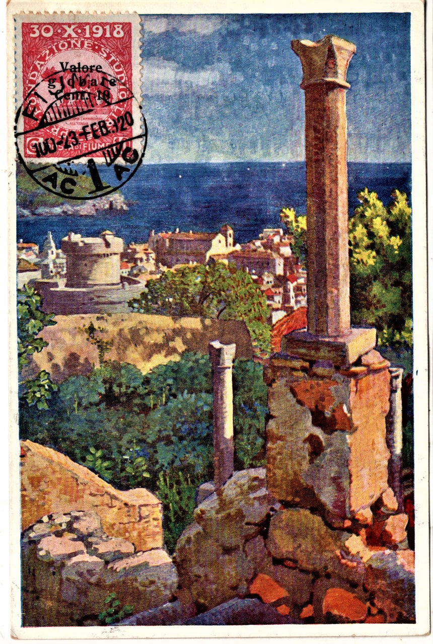 Cartolina antica Ragusa partie occidentala de la ville Croazia