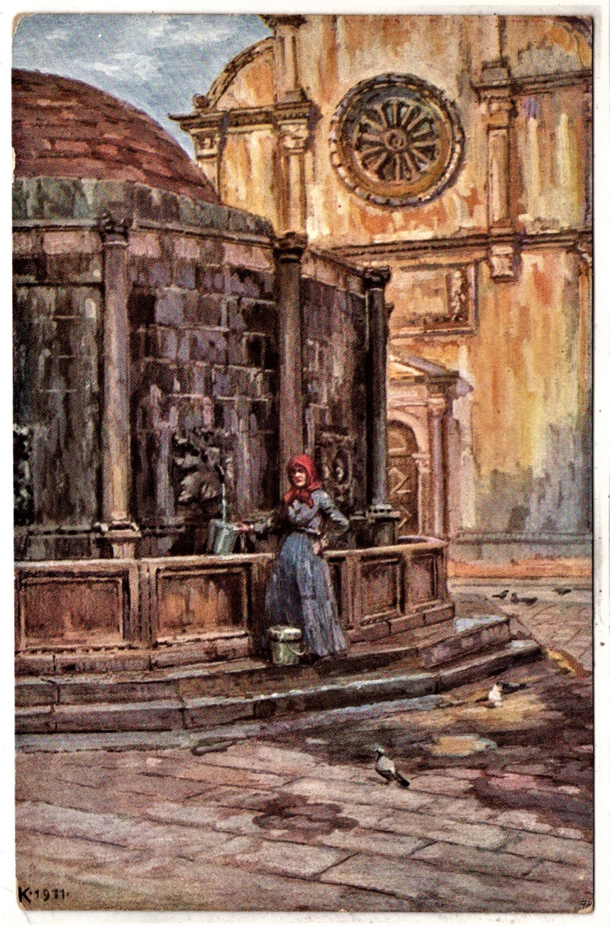 Cartolina antica Ragusa la fontaine d Onofrio Croazia