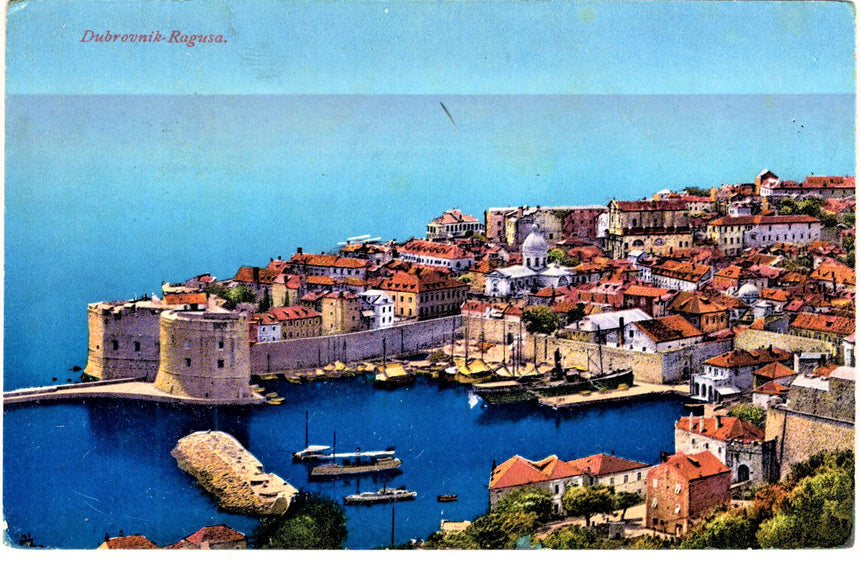 Cartolina antica Ragusa panorama del porto