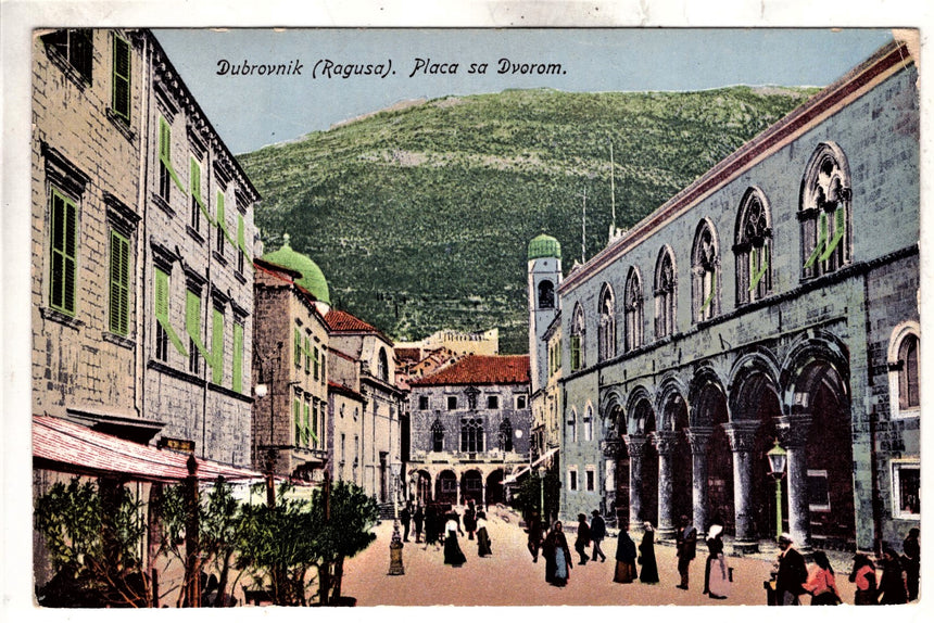 Cartolina antica Ragusa Placa sa Dvorom Croazia