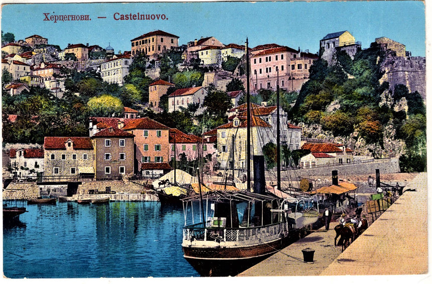 Cartolina antica Castelnuovo panorama Montenegro Croazia