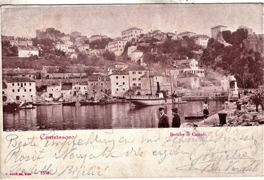 Cartolina antica Castelnuovo Cattaro Panorama Montenegro Croazia