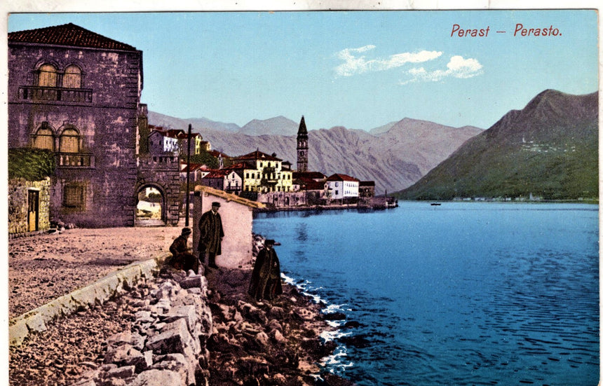 Cartolina antica Perasto panorama Montenegro Croazia