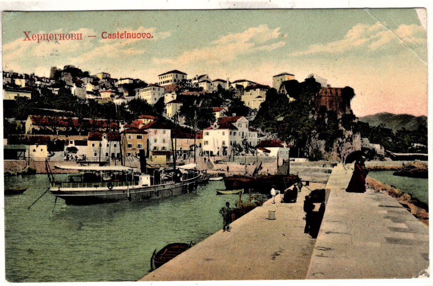 Cartolina antica Castelnuovo Cattaro Panorama Montenegro Croazia