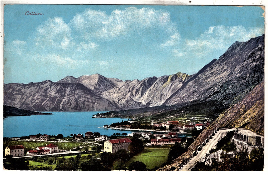 Cartolina antica Cattaro panorama Montenegro Croazia