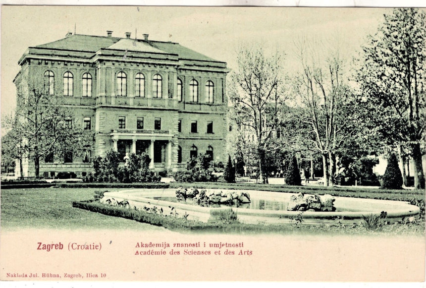 Cartolina antica Zagabria Accademie des Scienses et des Arts Croazia