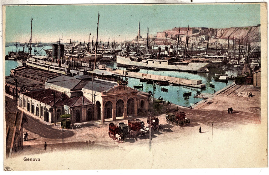 Cartolina antica Genova il porto