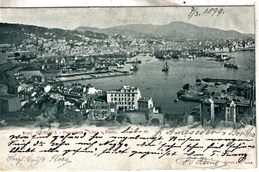 Cartolina antica Genova il porto