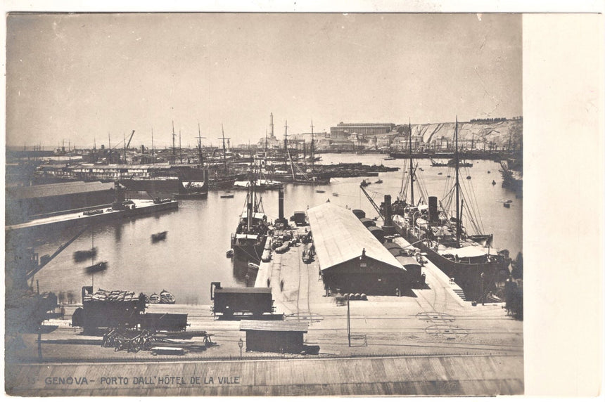 Cartolina antica Genova il porto