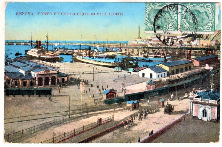 Cartolina antica Genova il ponte Federico Giglielmo