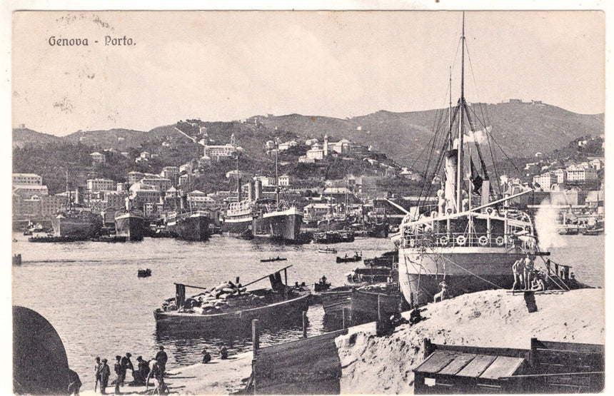 Cartolina antica Genova il porto