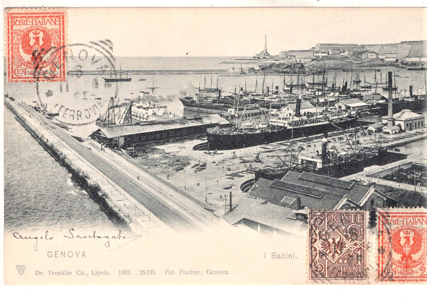 Cartolina antica Genova i bacini