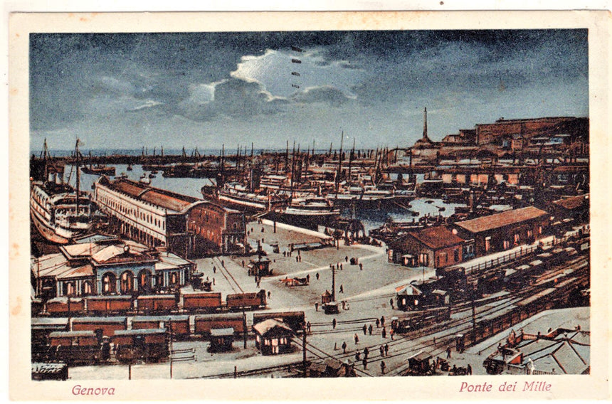 Cartolina antica Genova ponte dei Mille