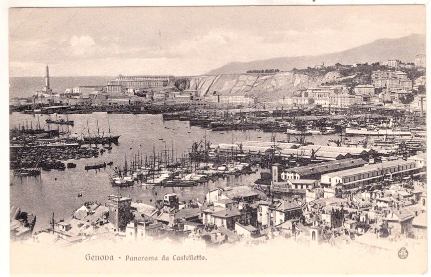 Cartolina antica Genova panorama dal Castelletto