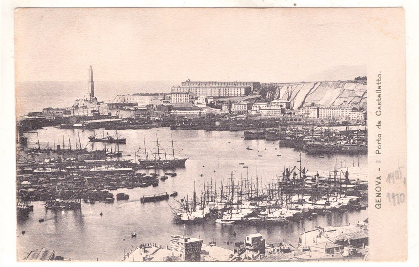 Cartolina antica Genova panorama dal Castelletto