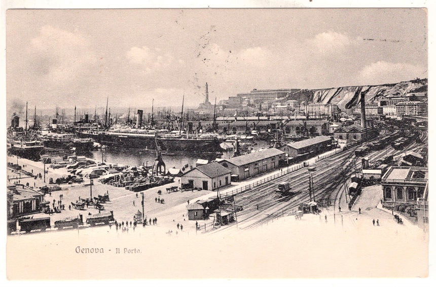 Cartolina antica Genova il porto sped. A Trento