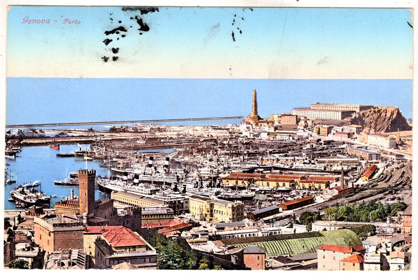Cartolina antica Genova il porto
