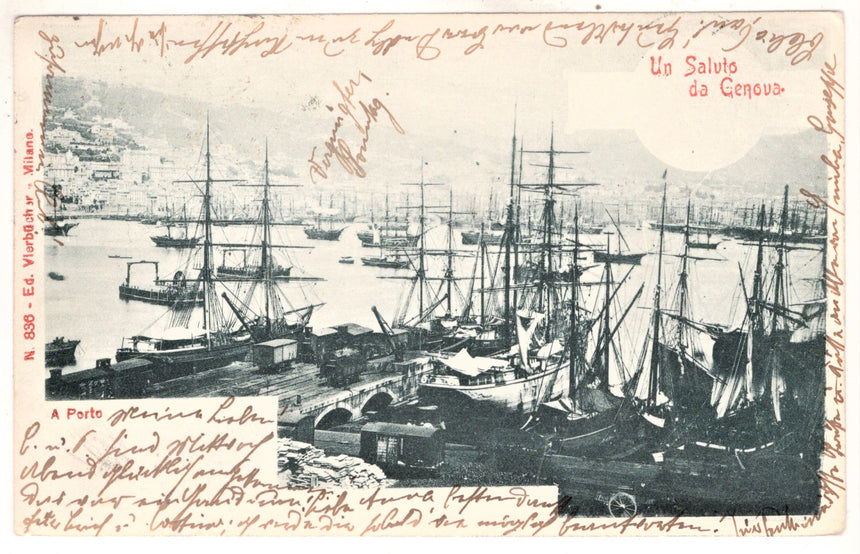 Cartolina antica Genova il porto