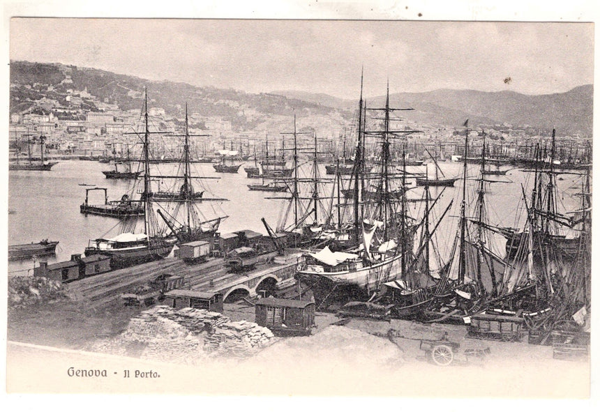 Cartolina antica Genova il porto