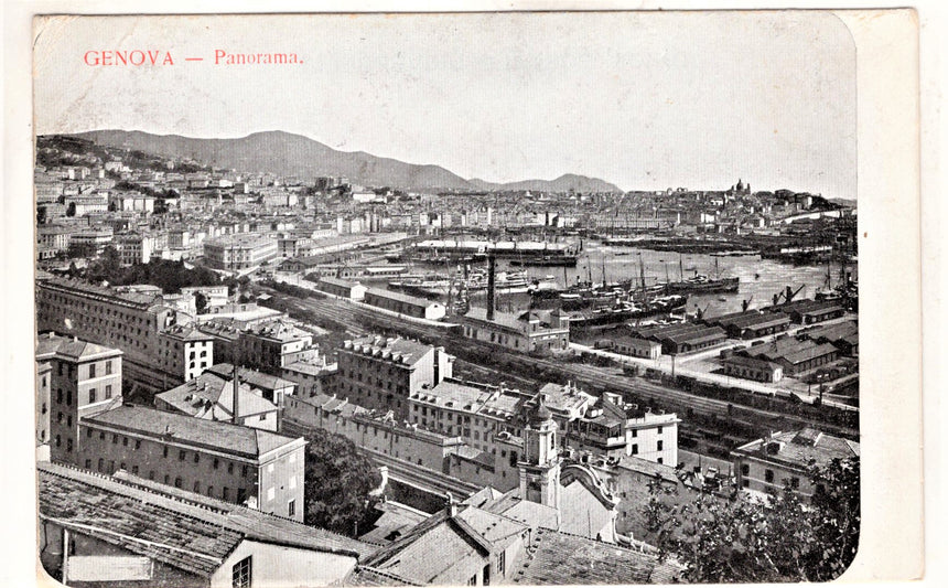 Cartolina antica Genova panorama