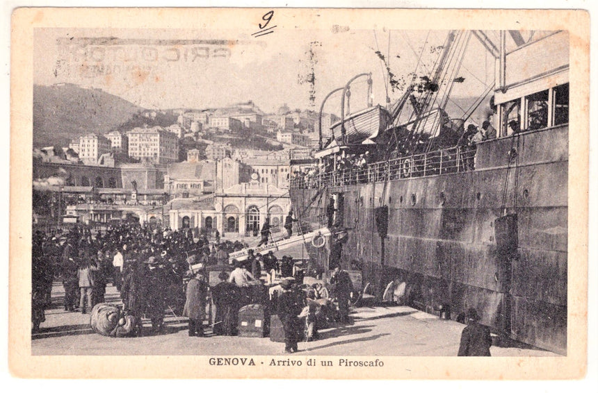 Cartolina antica Genova arrivo del piriscafo