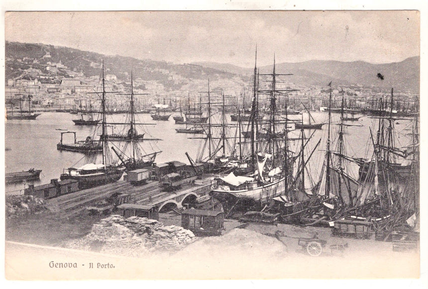 Cartolina antica Genova il porto sped. In Francia
