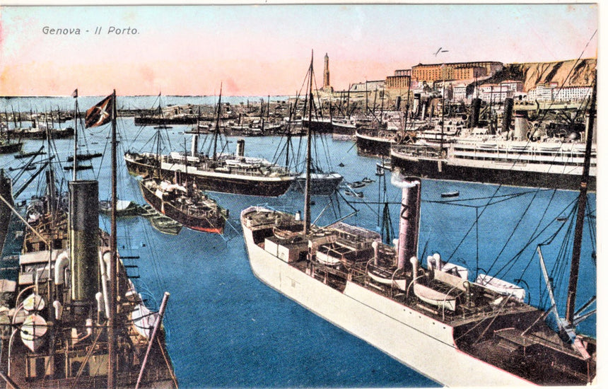Cartolina antica Genova il porto