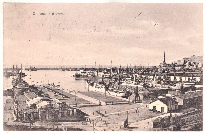 Cartolina antica Genova il porto