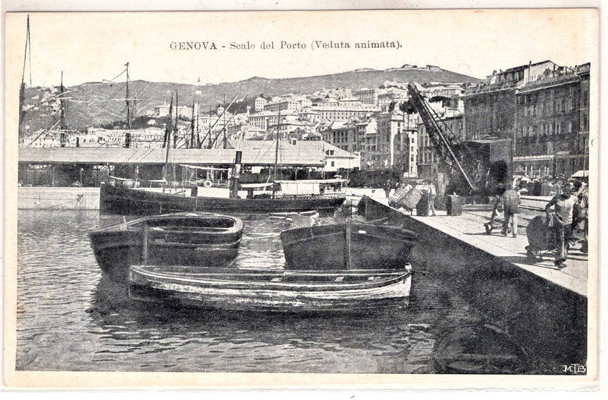 Cartolina antica Genova scalo del porto