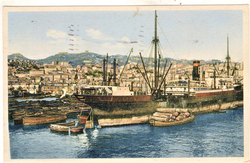 Cartolina antica Genova  nave in porto