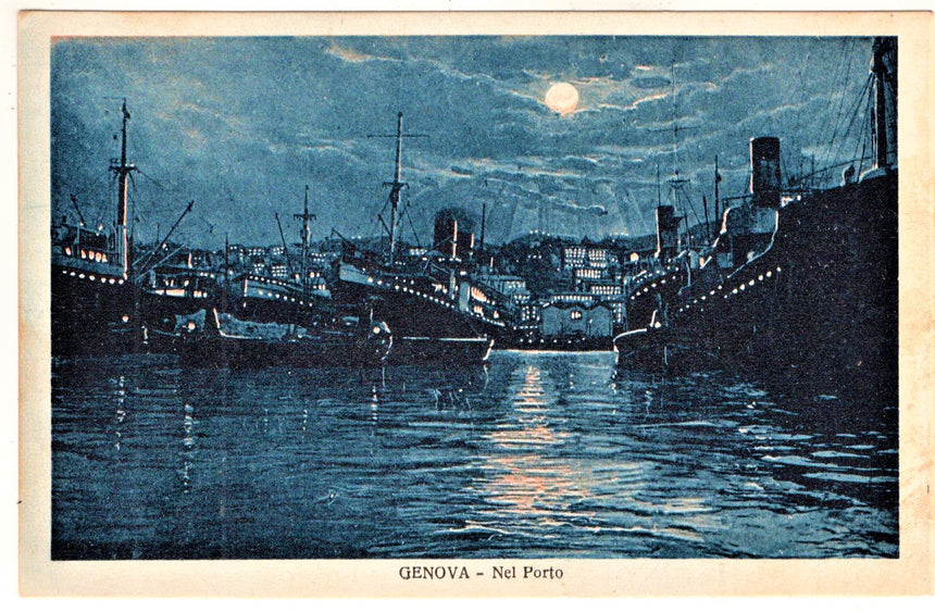 Cartolina antica Genova nel porto