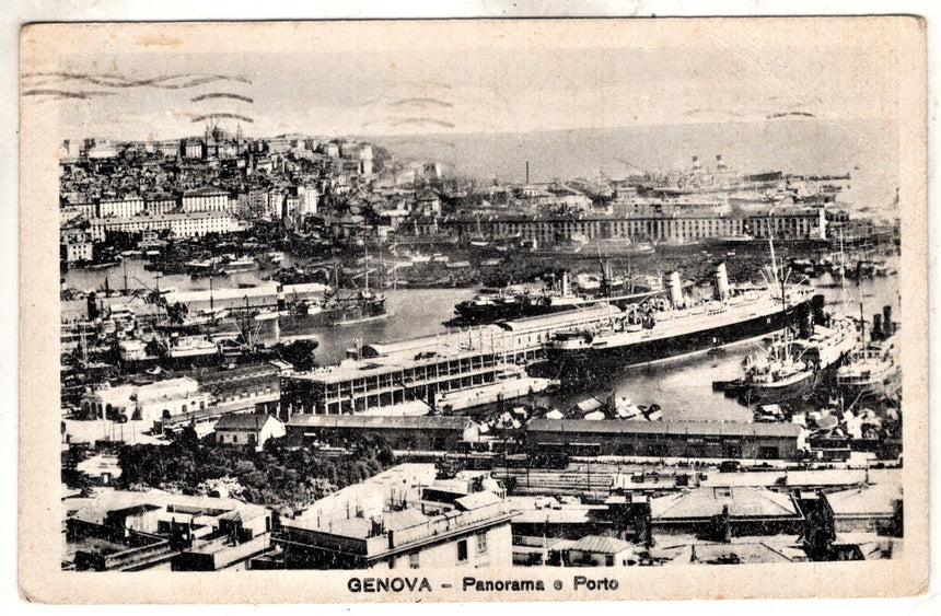 Cartolina antica Genova panorama e porto