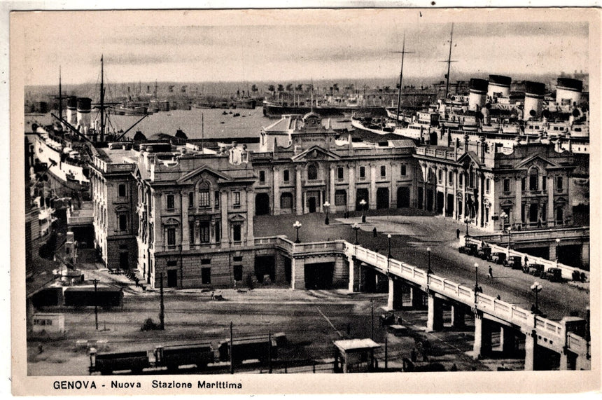 Cartolina antica Genova nuova stazione marittima