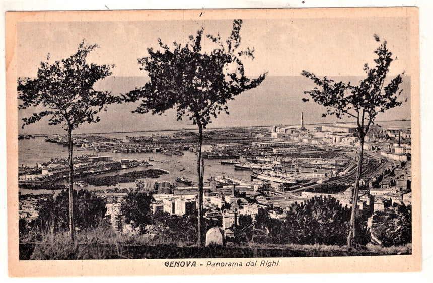 Cartolina antica Genova panorama dal Righi