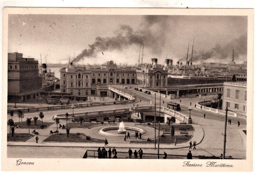 Cartolina antica Genova stazione marittima