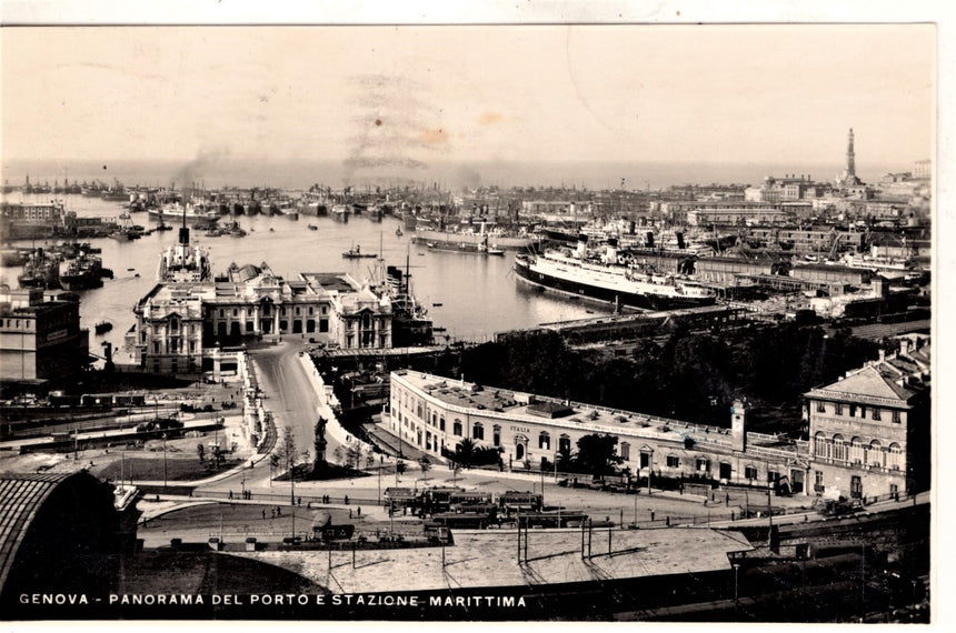 Cartolina antica Genova stazione marittima