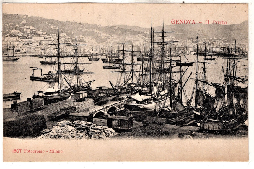 Cartolina antica Genova il porto