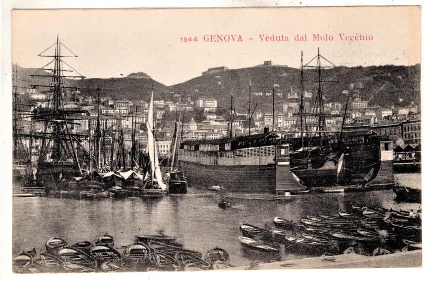 Cartolina antica Genova veduta dal Molo vecchio