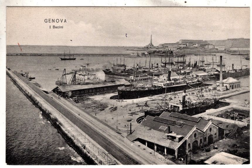 Cartolina antica Genova i bacini