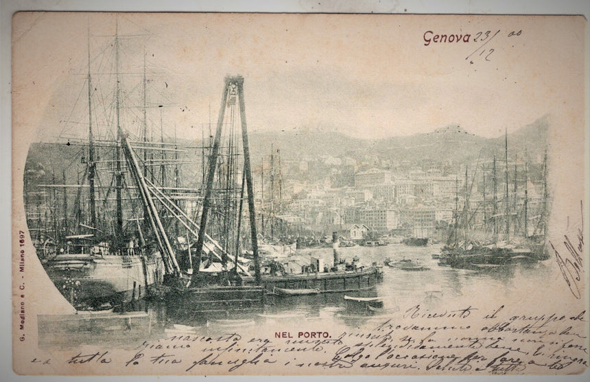 Cartolina antica Genova il porto nel 1900