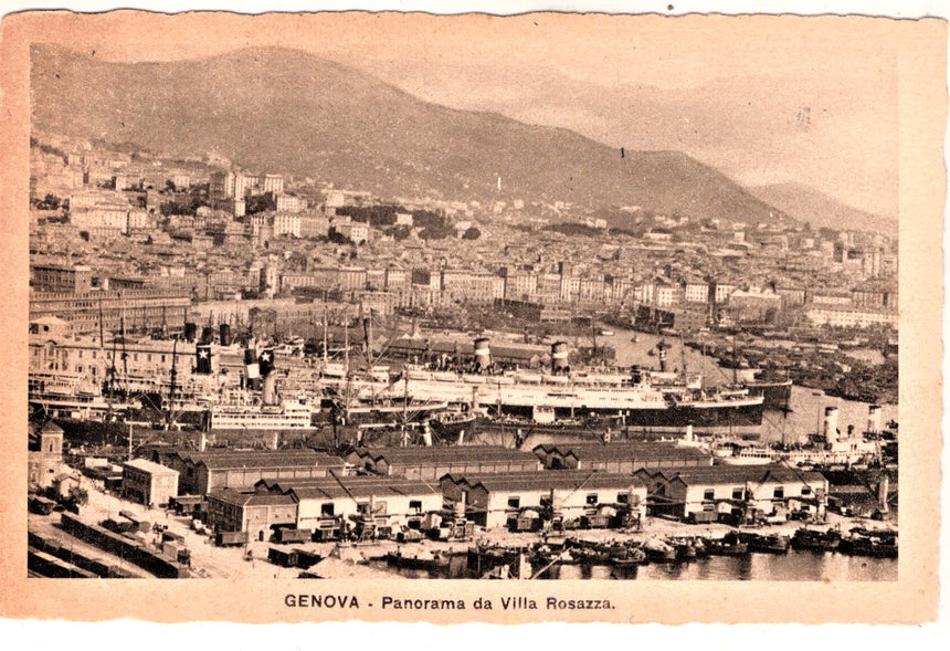 Cartolina antica Genova panorama da villa Rosazza