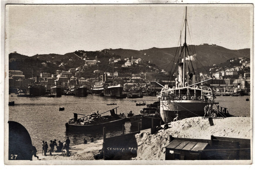 Cartolina antica Genova panorama fotografia