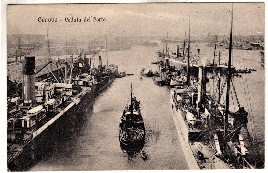 Cartolina antica Genova veduta del porto