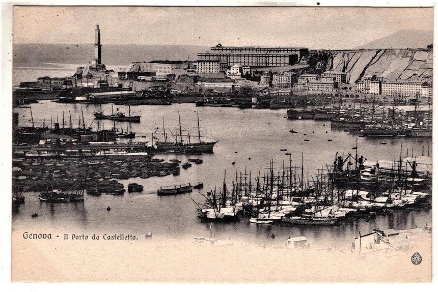 Cartolina antica Genova il porto da Castelletto