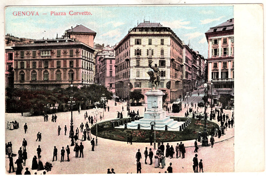 Cartolina antica Genova piazza Corvetto