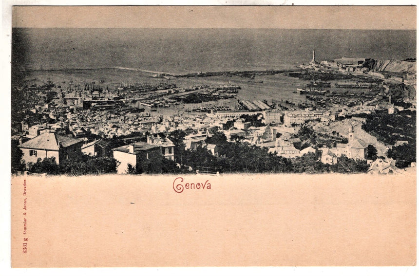 Cartolina antica Genova panorama nel 1900