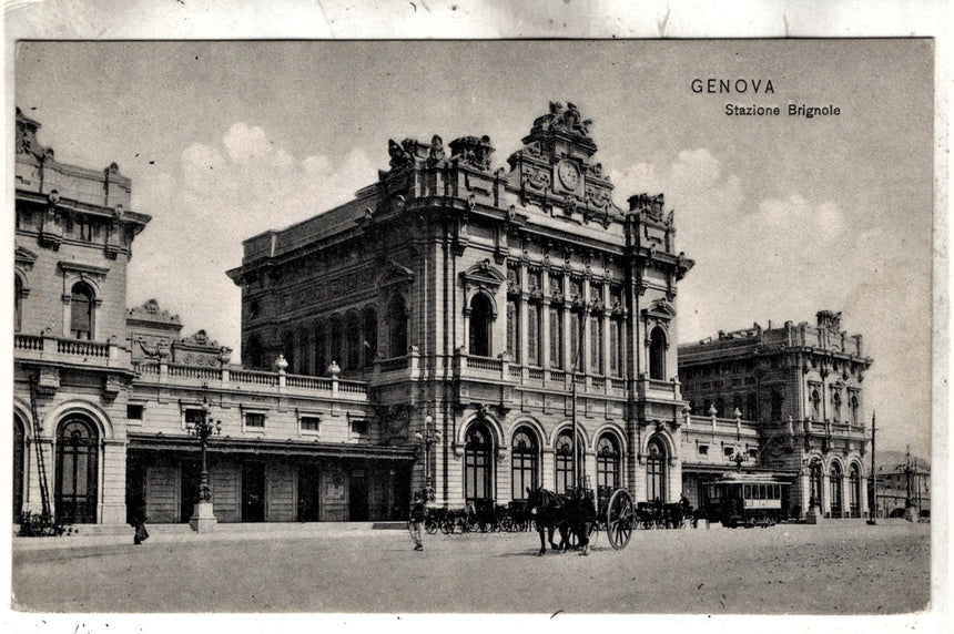 Cartolina antica Genova stazione Brignole
